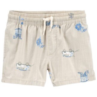 Toddler Seaside Print Chambray Drawstring Shorts