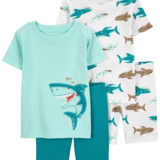 Toddler 4-Piece Shark 100% Snug Fit Cotton Pajamas